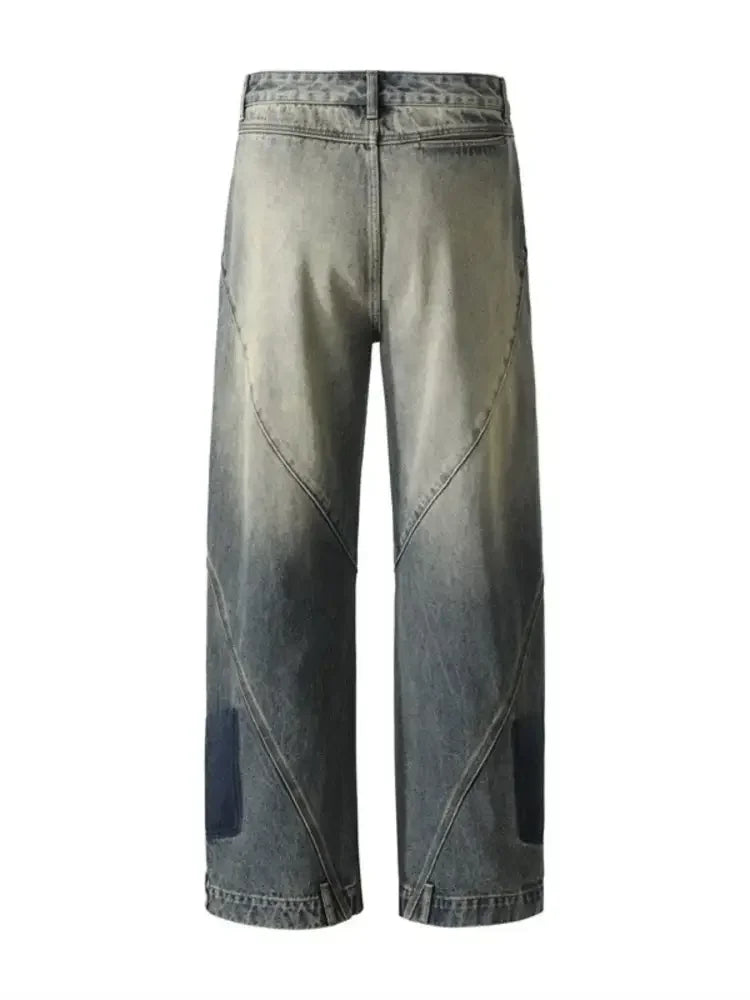 Men's Washed Wide Leg Relaxed Fit Jeans