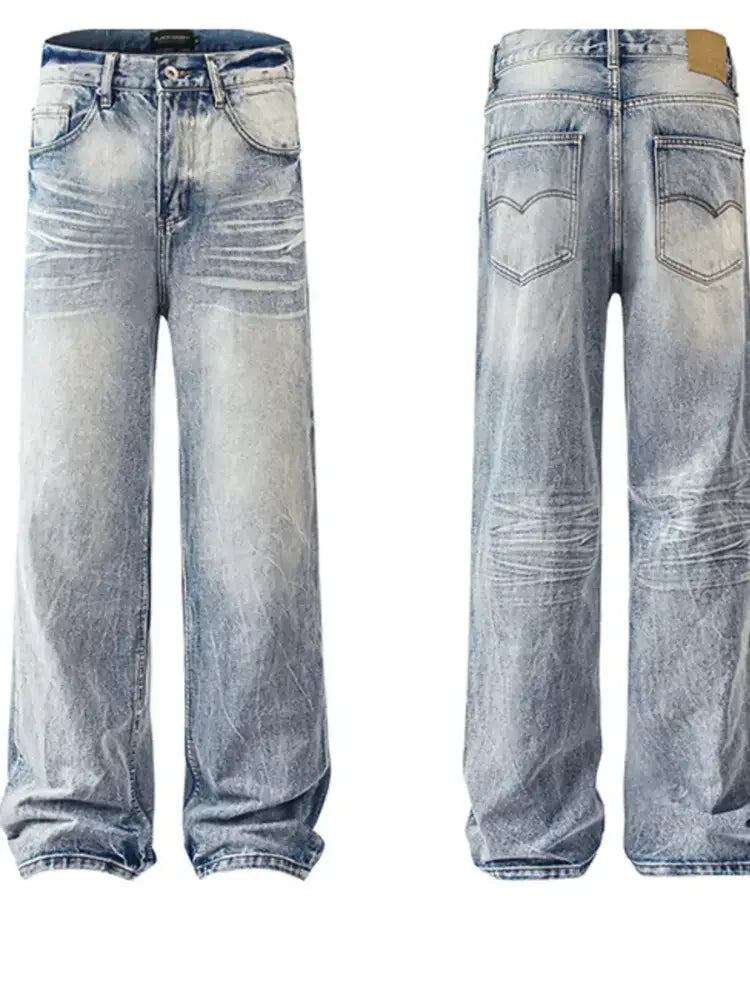 Men's Washed Wide Leg Relaxed Fit Jeans