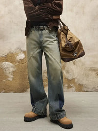 Men's Washed Wide Leg Relaxed Fit Jeans