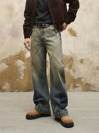 Men's Washed Wide Leg Relaxed Fit Jeans
