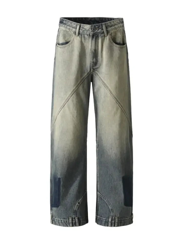 Men's Washed Wide Leg Relaxed Fit Jeans