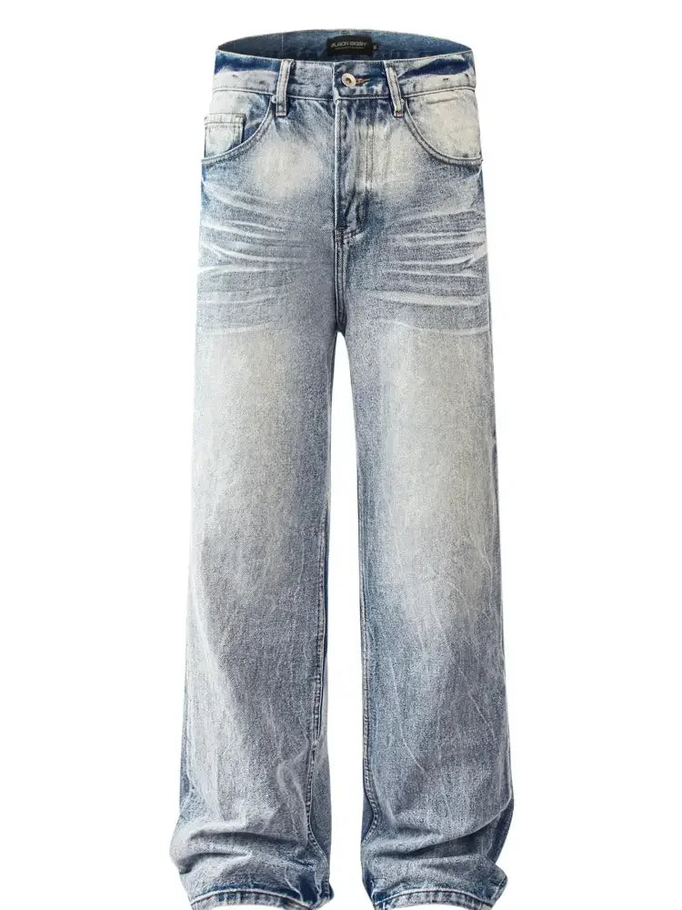 Men's Washed Wide Leg Relaxed Fit Jeans