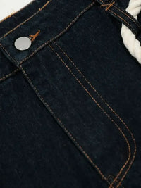 Men's Wide Leg Baggy Jeans with Rope Belt Details