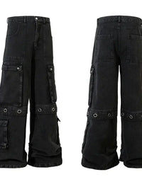 Men's Wide Leg Cargo Denim Jeans with Multi Pockets - Update AvenueTrendsi100400178628501100400178628501Men's Wide Leg Cargo Denim Jeans with Multi PocketsBlack