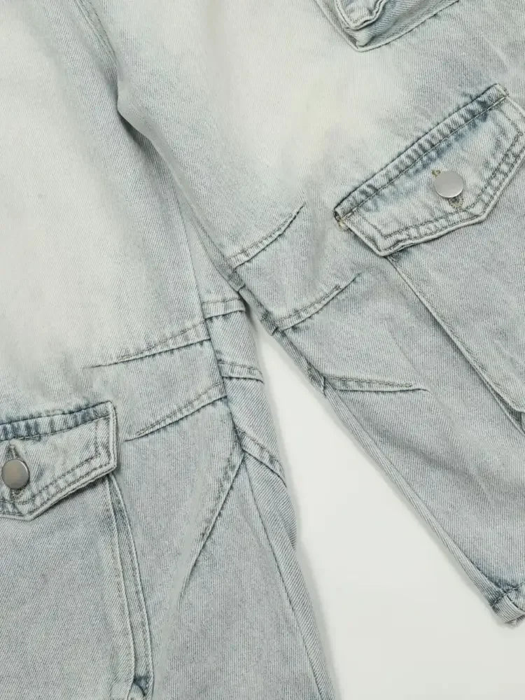 Men's Wide Leg Cargo Denim Shorts