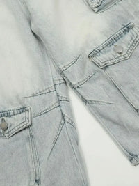 Men's Wide Leg Cargo Denim Shorts
