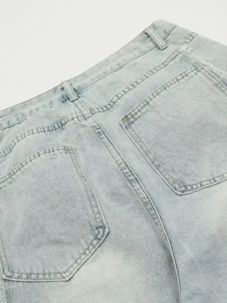 Men's Wide Leg Cargo Denim Shorts