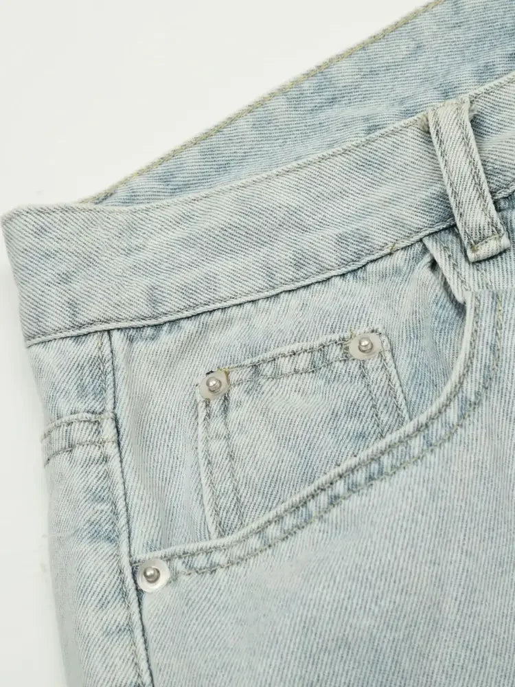 Men's Wide Leg Cargo Denim Shorts