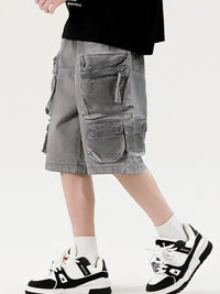 Men's Wide Leg Cargo Denim Shorts