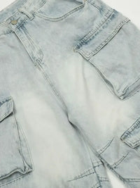 Men's Wide Leg Cargo Denim Shorts