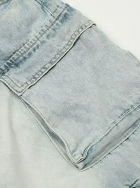 Men's Wide Leg Cargo Denim Shorts