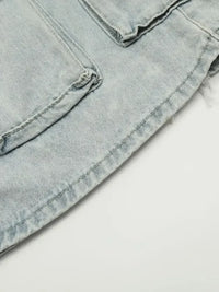 Men's Wide Leg Cargo Denim Shorts