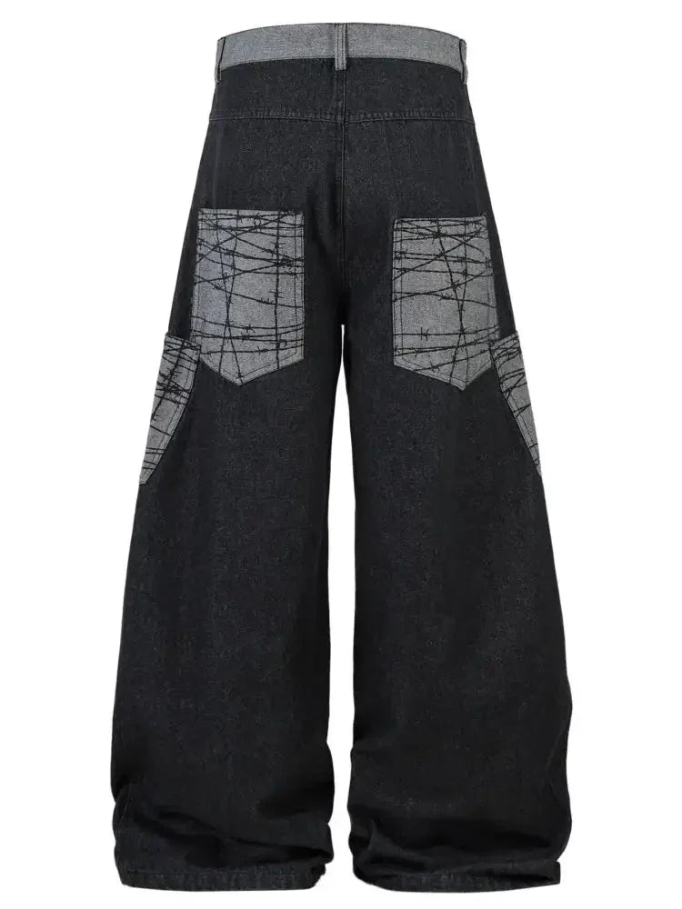 Men's Wide Leg Cargo Jeans with Contrast Panels - Update AvenueTrendsi100400787139161100400787139161Men's Wide Leg Cargo Jeans with Contrast PanelsBlack