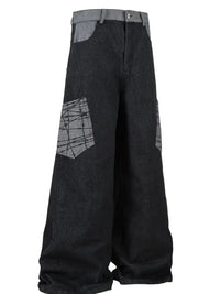Men's Wide Leg Cargo Jeans with Contrast Panels - Update AvenueTrendsi100400787139161100400787139161Men's Wide Leg Cargo Jeans with Contrast PanelsBlack