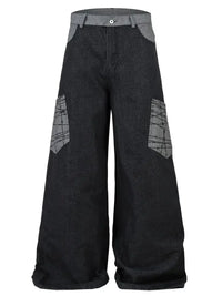 Men's Wide Leg Cargo Jeans with Contrast Panels - Update AvenueTrendsi100400787139161100400787139161Men's Wide Leg Cargo Jeans with Contrast PanelsBlack