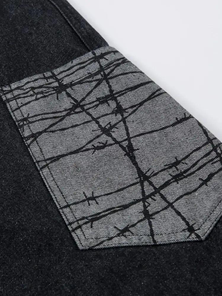 Men's Wide Leg Cargo Jeans with Contrast Panels - Update AvenueTrendsi100400787139161100400787139161Men's Wide Leg Cargo Jeans with Contrast PanelsBlack