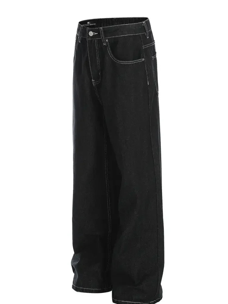 Men's Wide-Leg Contrast Stitch Jeans