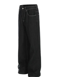 Men's Wide-Leg Contrast Stitch Jeans
