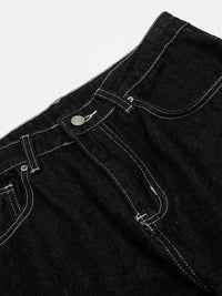 Men's Wide-Leg Contrast Stitch Jeans
