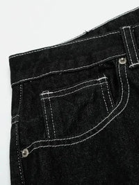 Men's Wide-Leg Contrast Stitch Jeans
