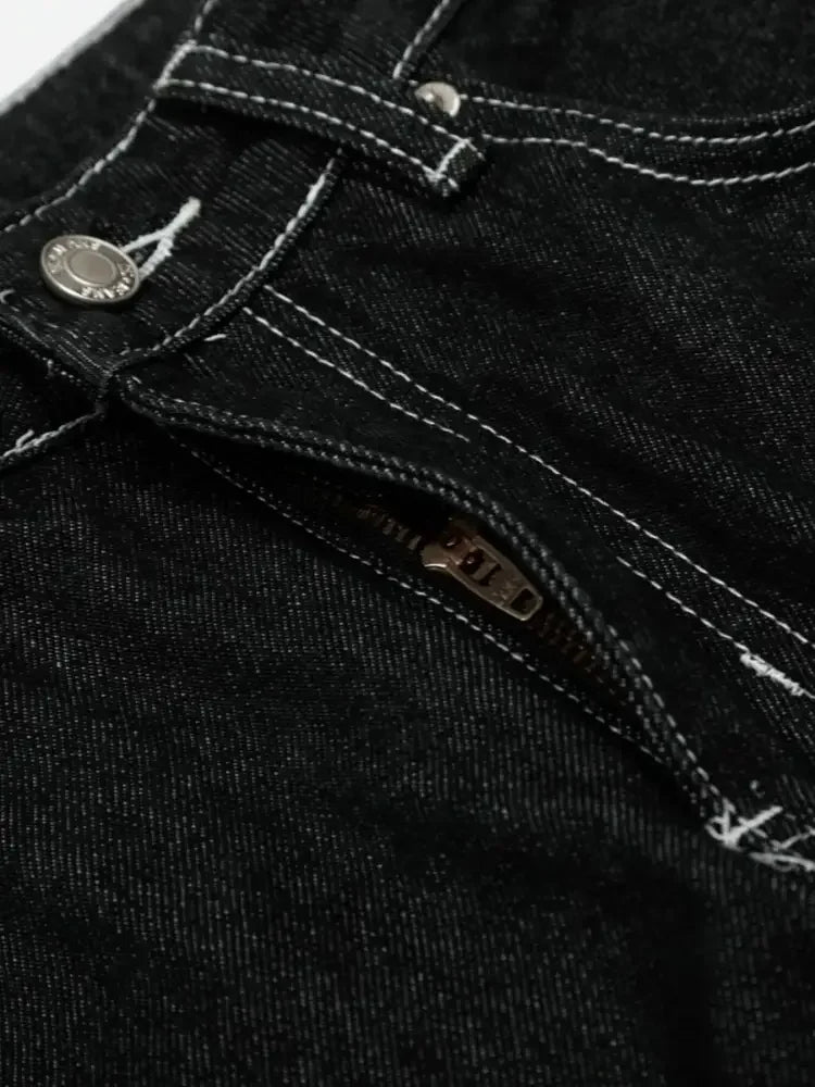 Men's Wide-Leg Contrast Stitch Jeans