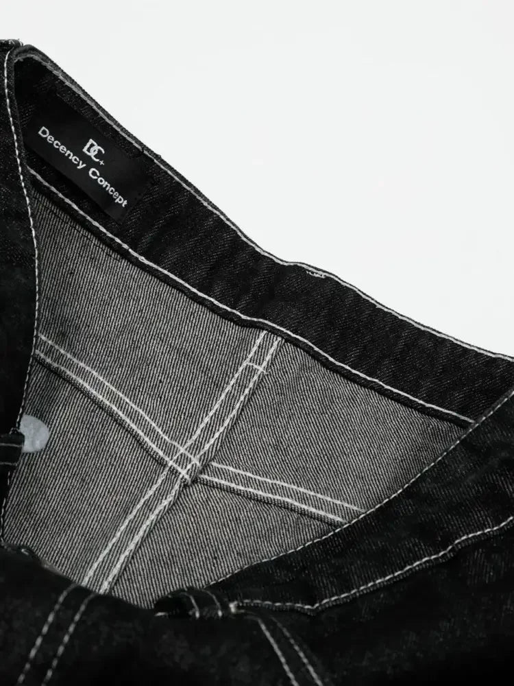 Men's Wide-Leg Contrast Stitch Jeans