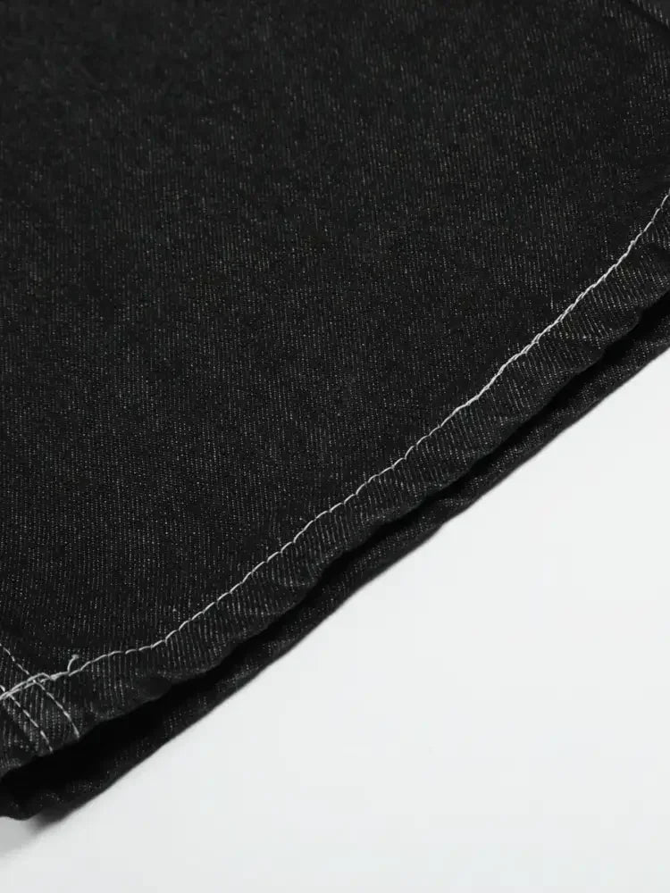 Men's Wide-Leg Contrast Stitch Jeans