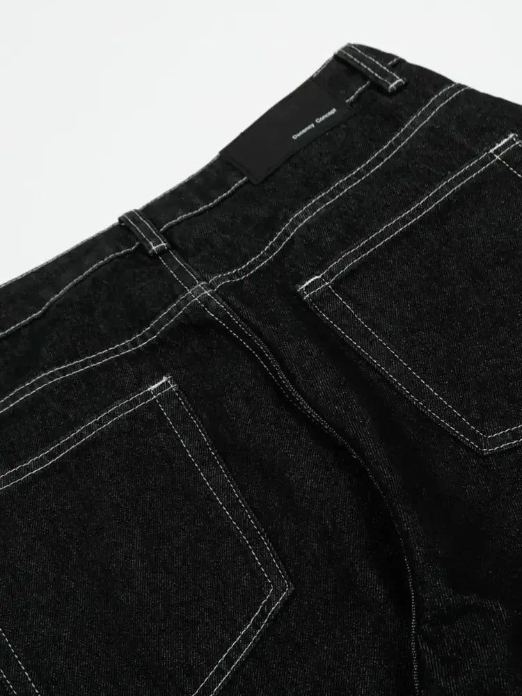 Men's Wide-Leg Contrast Stitch Jeans