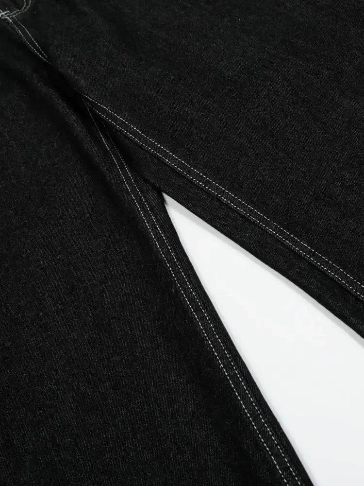 Men's Wide-Leg Contrast Stitch Jeans