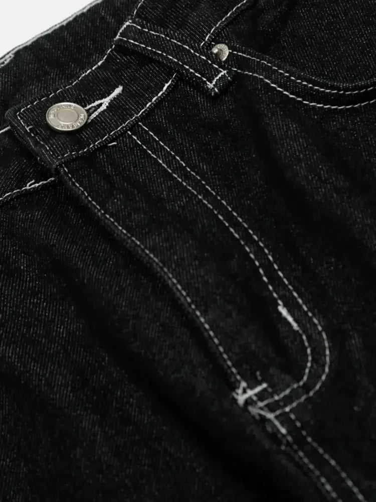 Men's Wide-Leg Contrast Stitch Jeans