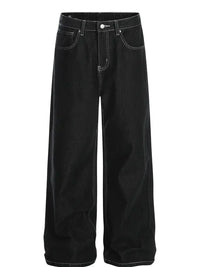 Men's Wide-Leg Contrast Stitch Jeans
