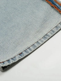 Men's Wide-Leg Denim Jeans with Contrast Piping