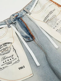 Men's Wide-Leg Denim Jeans with Contrast Piping