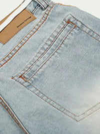 Men's Wide-Leg Denim Jeans with Contrast Piping