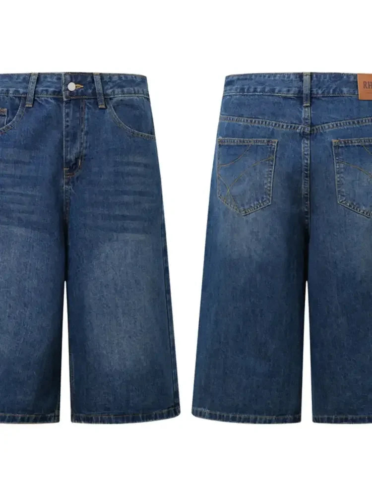Men's Wide Leg Denim Shorts