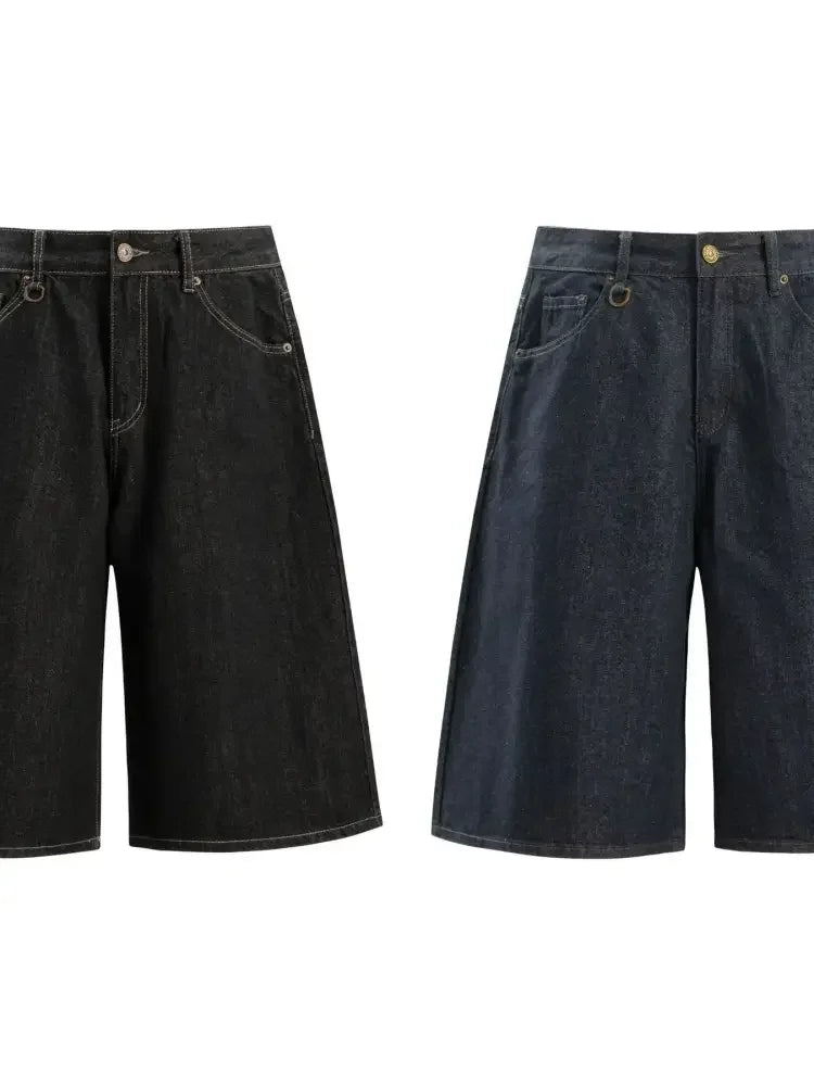 Men's Wide Leg Denim Shorts