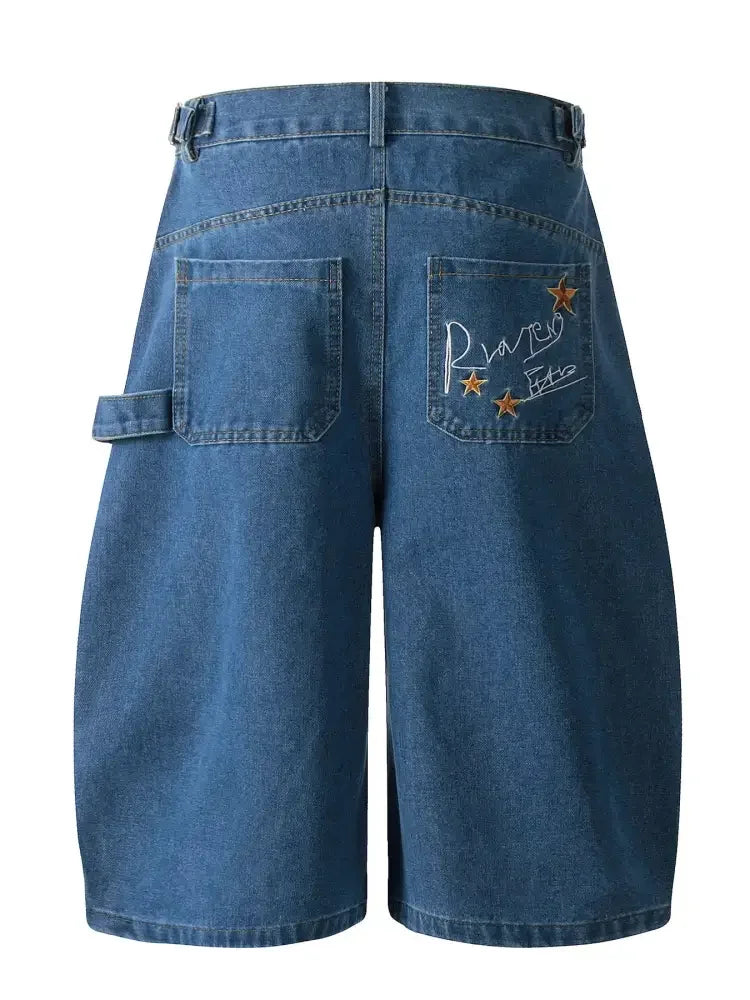 Men's Wide Leg Denim Shorts