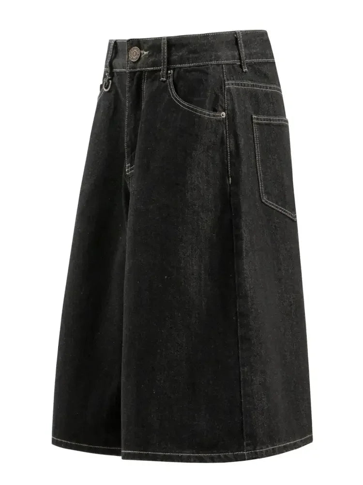 Men's Wide Leg Denim Shorts