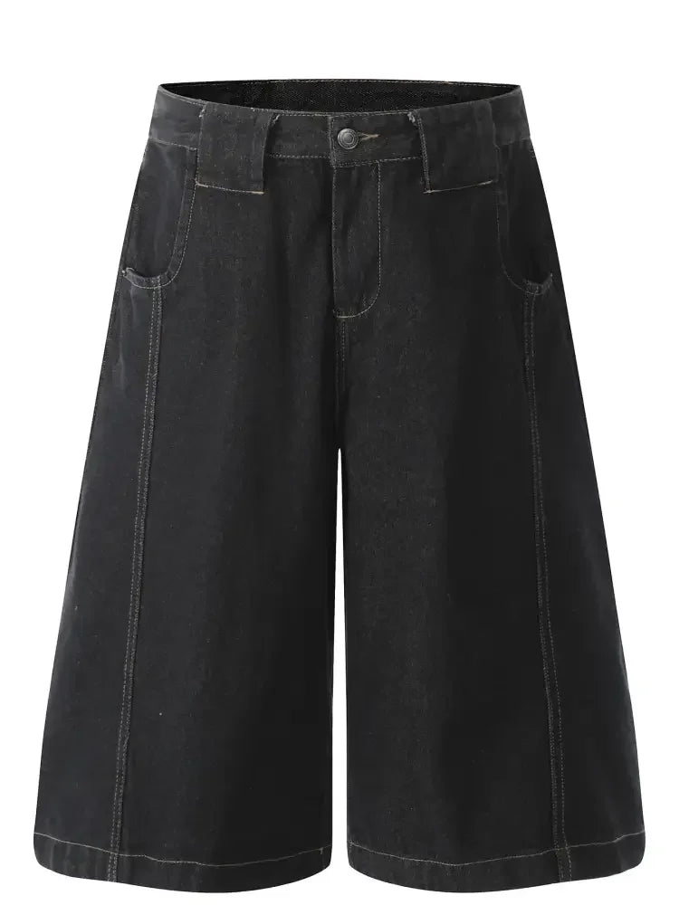 Men's Wide Leg Denim Shorts