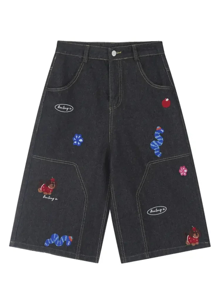 Men's Wide Leg Denim Shorts