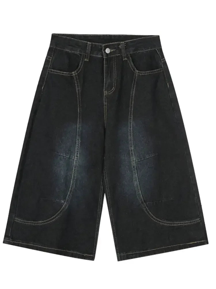 Men's Wide Leg Denim Shorts