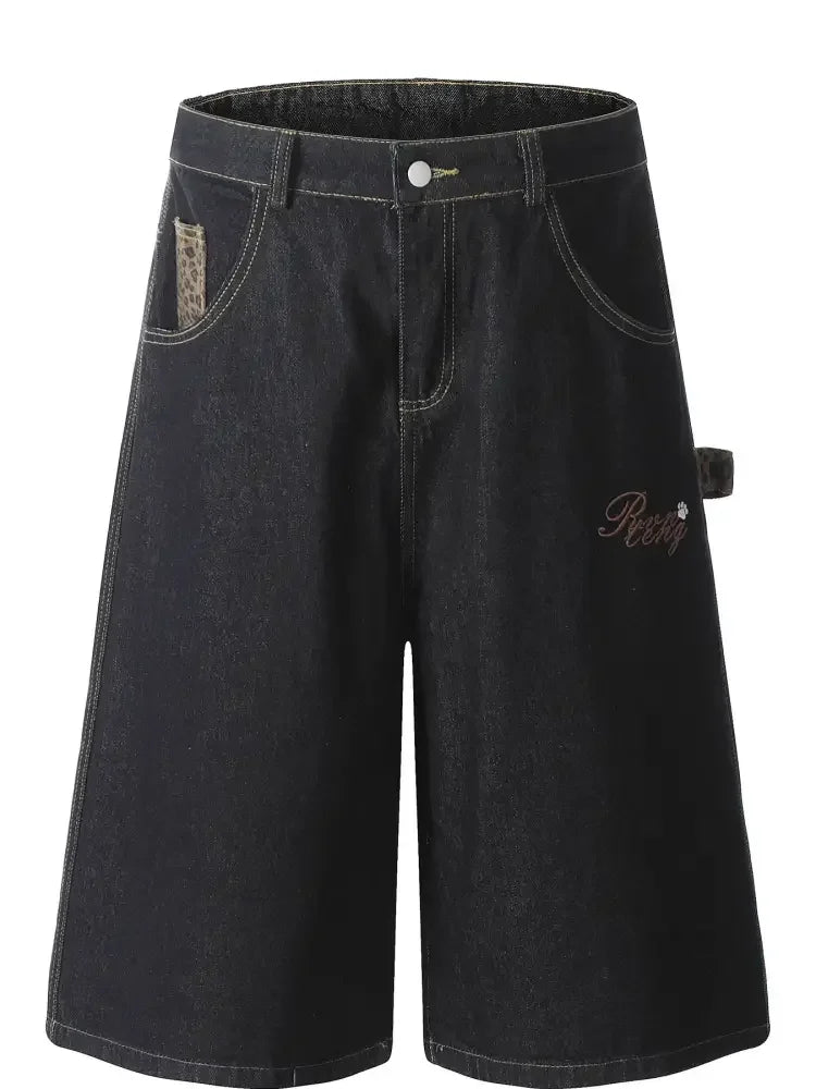 Men's Wide Leg Denim Shorts