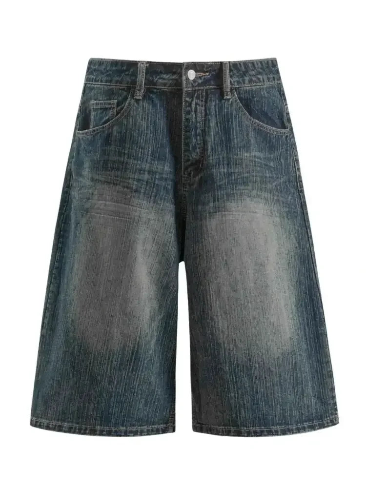 Men's Wide Leg Denim Shorts