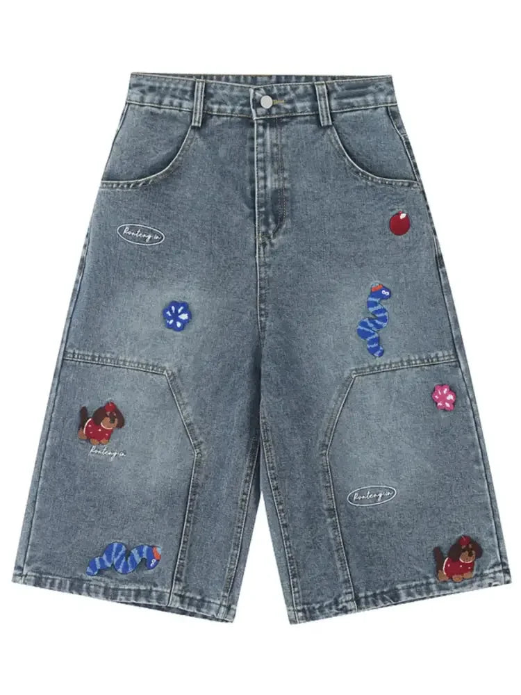 Men's Wide Leg Denim Shorts