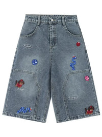 Men's Wide Leg Denim Shorts