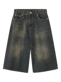 Men's Wide Leg Denim Shorts