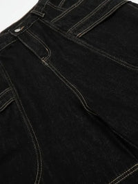 Men's Wide-Leg Denim Shorts with Contrast Stitching