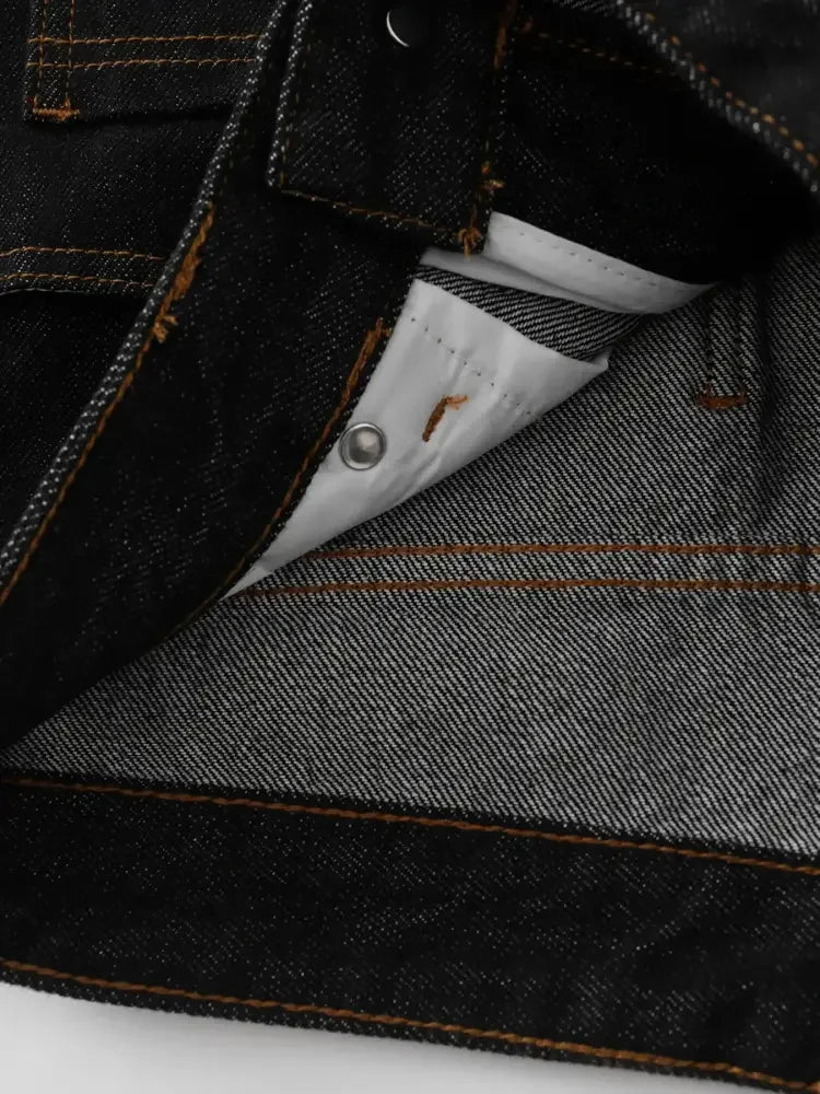 Men's Wide Leg Denim Shorts with Embroidered Pocket Detail