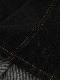 Men's Wide Leg Denim Shorts with Embroidered Pocket Detail