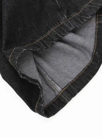 Men's Wide-Leg Denim Shorts with Plaid Accent